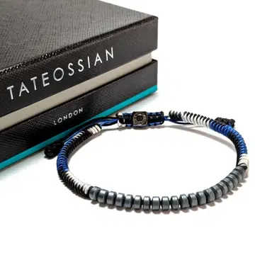 tab127 타테오시안 팔찌 실버925 건메탈/청 블루 레이스