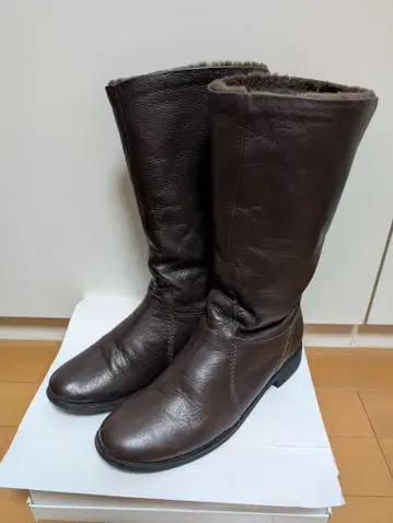 다크 브라운 가죽 롱 부츠