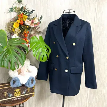 새상품! GU 네이비 더블 브레스트 테일러드 자켓 여성용 M