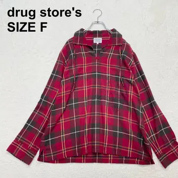 드럭 스토어즈 타탄 체크 튜닉 블라우스 돼지 자수 (1633)