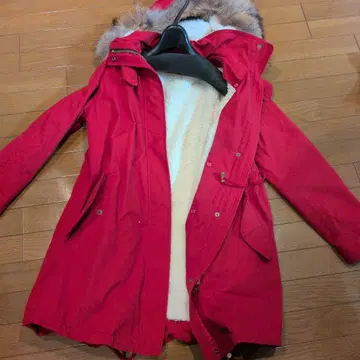 빨간색 모즈 코트 플리스 내부 퍼 포함