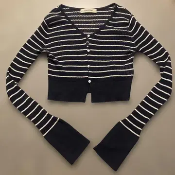 COCO DEAL 네이비/화이트 스트라이프 가디건