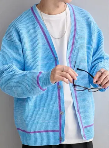 Discoat 컬러 라인 멜란지 가디건 디스코트 가디건