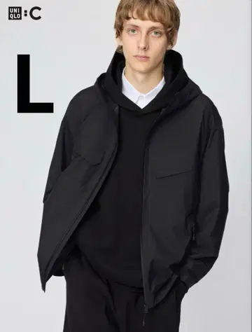 [유니클로c] 블록테크 후드티 블랙 L 사이즈