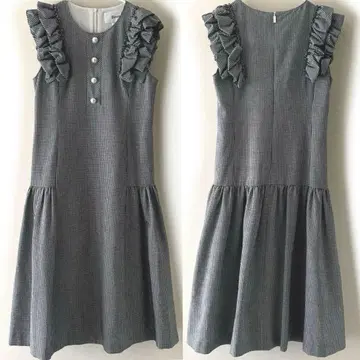 르네 일본제 깅엄 체크 프릴 원피스