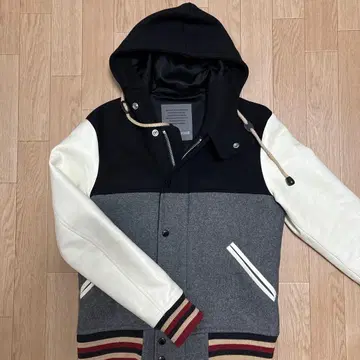 (택 포함 새상품급) 저널 스탠다드 바시티 자켓 소매 가죽 후드 카우