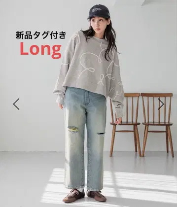 로리즈팜 자수 기모 풀오버 Long 그레이