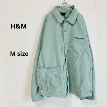 H&M 에이치앤엠 나일론 셔츠 자켓 M 민트 그린 긴팔