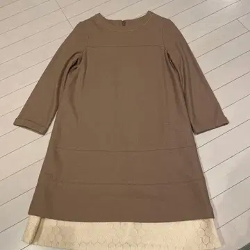 새상품급 쿠미쿄쿠 브라운 긴팔 원피스 레이스 포함 L