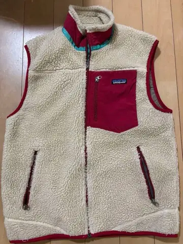 Patagonia 플리스 베스트 M 크림/빨간색