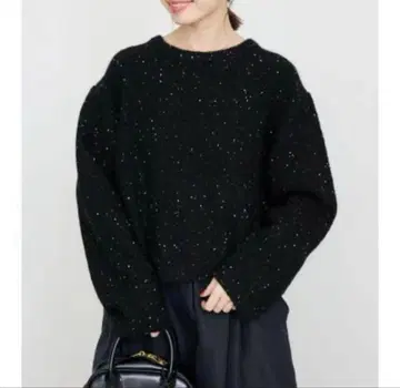 SLOBE IENA flower 스팽글 풀오버 블랙