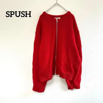 [ SPUSH ] 니트 가디건 레드 풀 집업 캐주얼 겉옷 가을/겨울