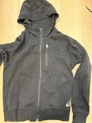 asics 블랙 풀 집업 후드티 L