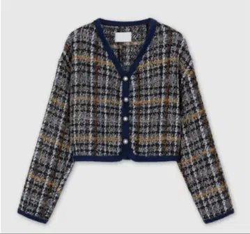 Ohotoro clara 트위드 가디건 자켓 네이비