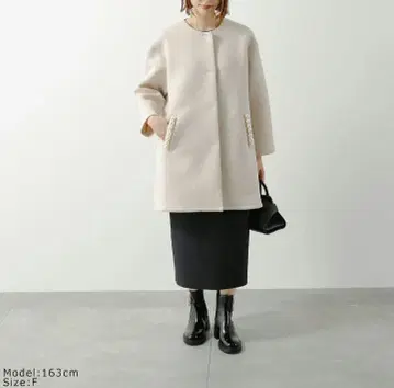 anana 아나나 노카라 코트 펄 장식 스펀지 코트