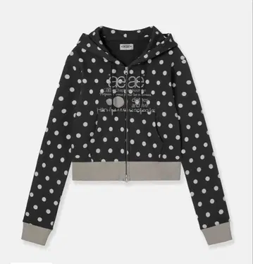 aeae 도트 무늬 BLACK 크롭 후드티