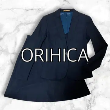 오리히카 스커트 수트 네이비 얇은 소재 울 혼방
