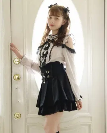 리즈리사 2연 리본 벨트 치마바지 블랙