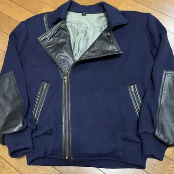 이탈리아 브랜드 LANCETTI UOMO 가죽x니트 라이더 자켓