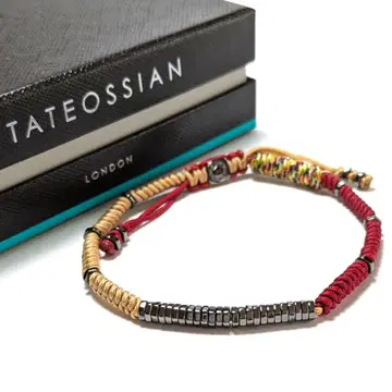 tab128 타테오시안 팔찌 실버925 건메탈/레드 브라운 레이스