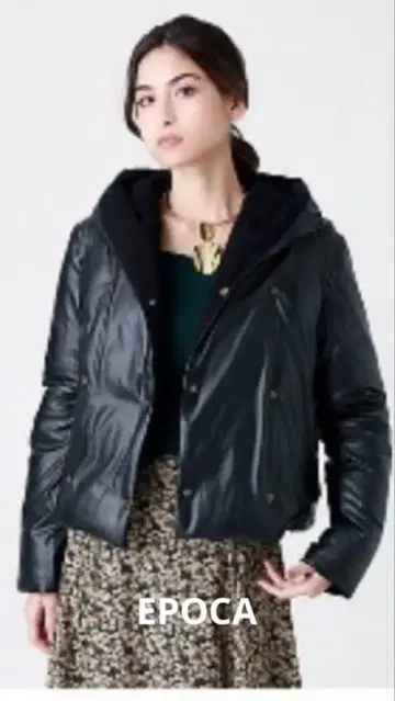 EPOCA*에포카 리버서블 후드 부착 다운 자켓 40 인조 가죽