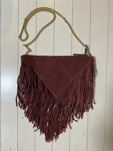 스웨이드 느낌 x 크로커다일풍 프린지 숄더백