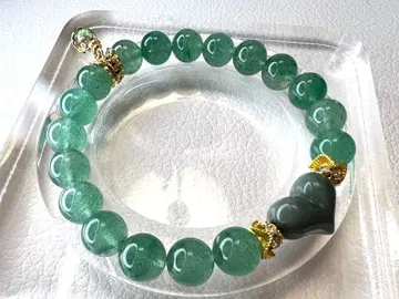 그린 스트로베리 마노 하트 팔찌 안지름 17cm-18cm