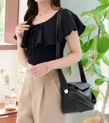 고베 레터스 여성용 카드 포켓 부착 숄더백 블랙