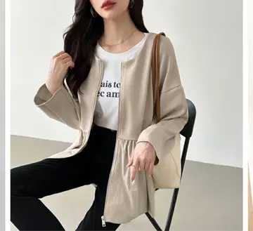 베이지 프릴 페 플럼 가디건 새상품 택 포함