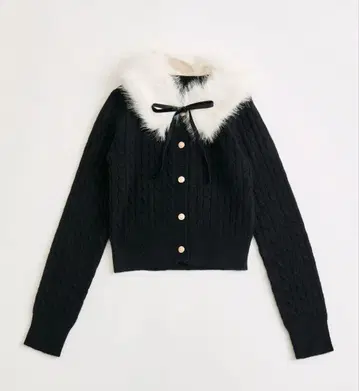 OLIVE des OLIVE 퍼 티펫트 부착 케이블 가디건