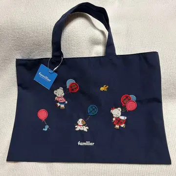 [미사용 새상품] familiar 자수 디자인 토트백 네이비