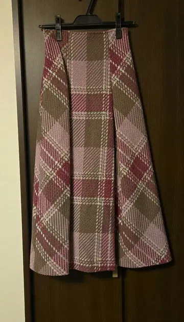 SNIDEL 플레어 스커트 핑크 브라운 체크