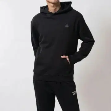 리복 블랙 후드티 후드 부착