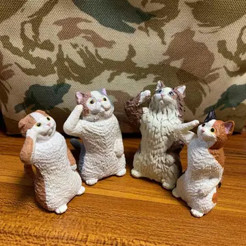 경례하는 고양이 캡슐 토이 피규어 4개 세트 노르웨이안 외