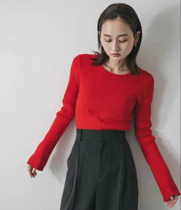 [ WEB 한정판 ] 2WAY 스트레치 라운드넥 스웨터 레드