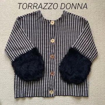 새상품급 TORRAZZO DONNA 체크 무늬 퍼 상의