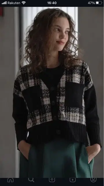 LINKABLE 트위드 도킹 가디건, 2024aw 상품, 블랙