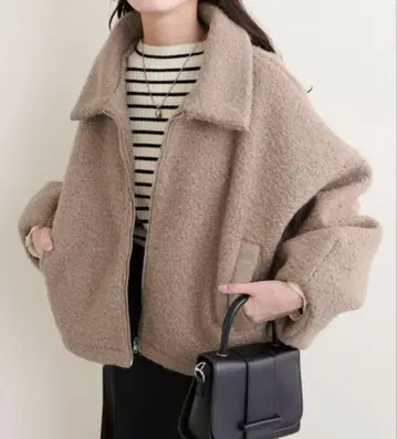 내추럴 꾸뛰르 아우터 시프 보아 숏 ZIP 코트