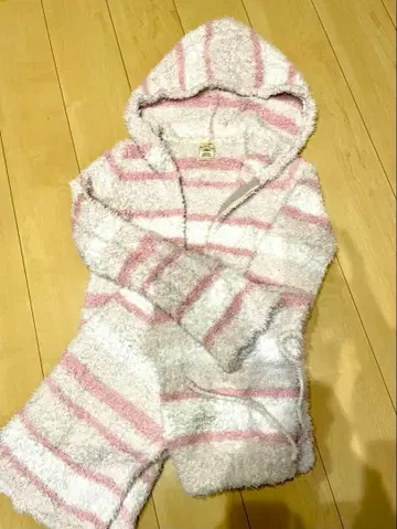 PINK 후드 부착 스트라이프 룸웨어