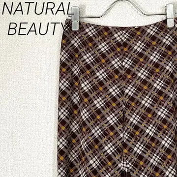 NATURAL BEAUTY 이지 팬츠 체크 무늬 하이웨스트 얇은 소재