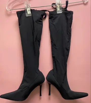 수입 블랙 스트레치 레이스업 부츠