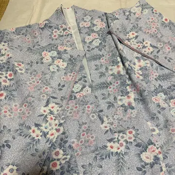 연보라색 꽃무늬 코몬 기모노 얇은 소재