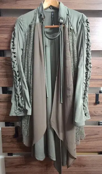 Ozz cross 카키 프론트 오픈 롱 가디건 펑크