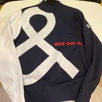 and per se M 사이즈 스웨터 네이비/화이트