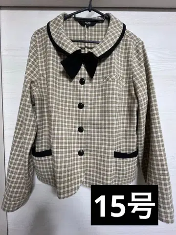 enjoie 베이지 계열 체크 리본 셔츠 15 사무복 오버 블라우스