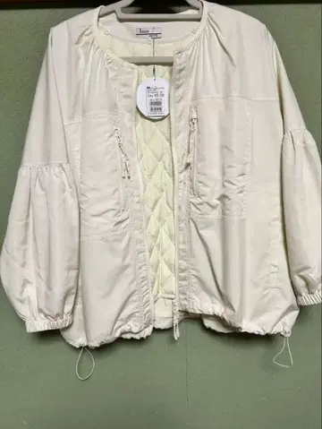 라슈드 LASUD 퀼트 라이너 포함 숏 블루종 아이보리 새상품