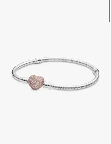 판도라 파베 하트 스네이크 체인 팔찌 18 (약 16cm)