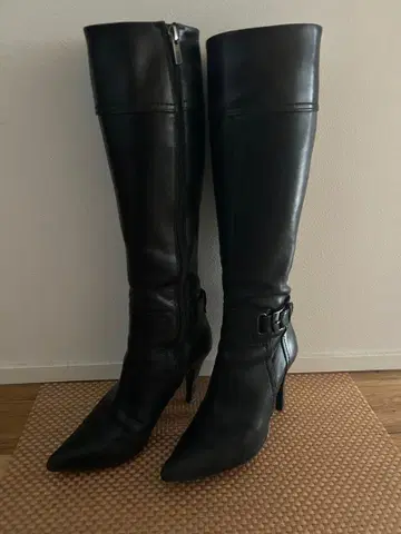 DIANA 블랙 가죽 롱 부츠