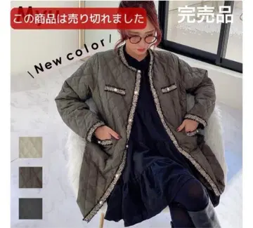 퀼팅 오버코트 M 카키 프리 사이즈