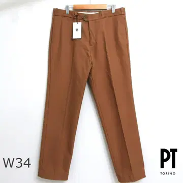 새상품 PT TORINO 남성용 치노 팬츠 루즈 스트레이트 브라운 W34